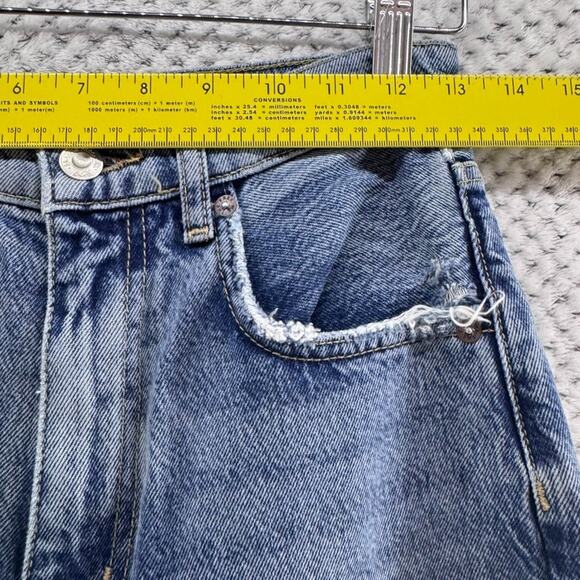 We the Free Jeans Womens 25 Blue Medium Wash Distressed Straight High Rise - Picture 9 of 14